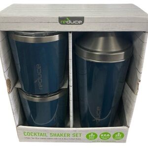 Reduce Cocktail Shaker Set 3-Piece Stainless Steel Insulated Bar Set w/ Tumblers